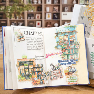 15 pcs/pack Paysage Thème Double Encre Blanche Autocollant Pack Chat dans la <span class=keywords><strong>Librairie</strong></span> Série Autocollants - Product Image 1