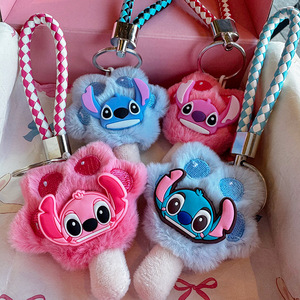 Porte-clés en peluche Patte de <span class=keywords><strong>chat</strong></span> Stitch mignon - Breloque de sac en forme de griffe d'animal en fourrure et pendentif pour clés de voiture pour filles et femmes - Product Image 1