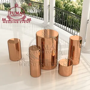 Fumai Furniture Customized Mirror Stainless Steel Round Wedding Gold Plinths