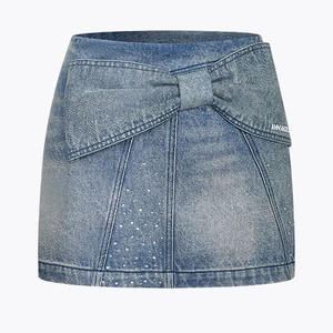 Mini-jupe en jean 3D vintage de haute qualité pour femme, avec boutons, coupe droite, technique délavée, taille unie, idéale pour l'été – Vente en gros - Product Image 1