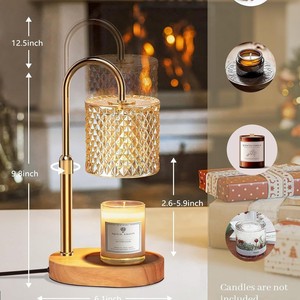 Chauffe-bougie électrique en <span class=keywords><strong>bois</strong></span>, brûleur d'arômes, lampe <span class=keywords><strong>à</strong></span> cire fondante pour aromathérapie, luminosité réglable, 1 <span class=keywords><strong>mèche</strong></span>, multi-prises, salon, chambre <span class=keywords><strong>à</strong></span> coucher - Product Image 3