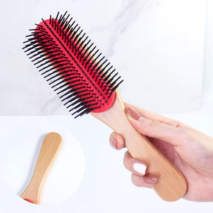 Peigne de massage du cuir chevelu à marque privée, peigne de coiffure pour salon, <span class=keywords><strong>brosse</strong></span> <span class=keywords><strong>Denman</strong></span> en bois à 9 rangées, peigne à neuf rangées - Product Image 3