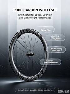 Racing1T1100 Vollcarbon Leichtgewicht Hochwertige Rennrad-Laufradsatz 50mm Breite Scheibenbremse CEMA Keramiklager Titan - Product Image 3