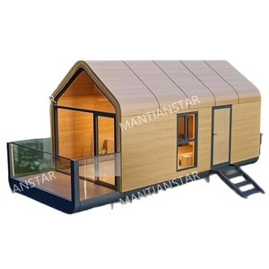 Maison conteneur moderne préfabriquée, espace de vie et bureau modulaire avec balcon en verre et escalier pour usage extérieur - Product Image 1