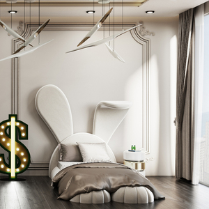 Hiện Đại Duy nhất trẻ em giường Bunny bọc đồ nội thất với bọt nệm cho công chúa cô gái phòng ngủ - Product Image 3