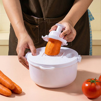 Hachoir manuel multifonctionnel pour légumes, usage culinaire, avec fonction de découpe et de râpage, protège-main ondulé et panier de filtration d'eau