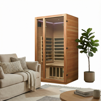 Sauna infrarouge lointain à spectre complet, faible EMF, en bois massif de pruche, pour 1 personne, adapté aux villas et appartements modernes, avec poêle et vapeur sèche