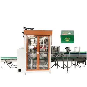 Full automatic carton box packing line case erector packer bottom sealer machine for different size box bottle