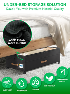 Paquete de 2 Cajas de Almacenamiento Plegables con Ruedas y Tapas, Organizadores para Debajo de la Cama y Armario, Contenedores de Almacenamiento - Product Image 4