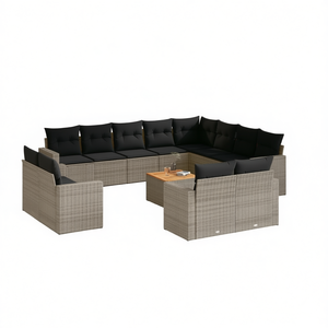 Grey Pe Rattan Garden <b>Sofa</b> <b>Set</b> Adjustable Feet Outdoor Furniture Contemporary Design High Density Foam Cushions - Product Image 1