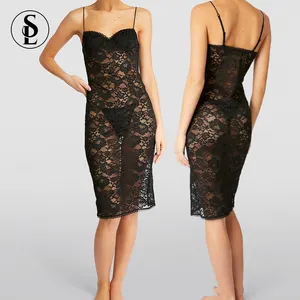 Ropa de noche Sexy para niñas, elegante vestido de encaje, lencería