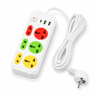 Multiprise universelle 6 prises 3 ports USB en ABS avec câble d'alimentation, interrupteur principal et protection contre les surcharges pour maison et bureau – Prise d'extension personnalisée