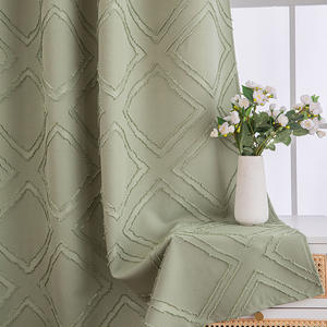 Nouveau design de tissu de rideau rayé bohème vert sauge, rideau occultant capitonné pour le salon - Product Image 3
