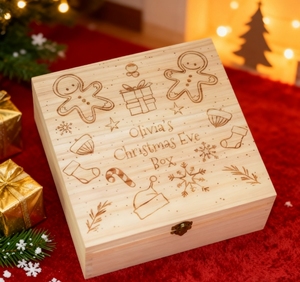 <b>Personalised</b> Engraved Wooden Christmas Eve <b>Box</b> for Presents Children Xmas Gifts - Product Image 1