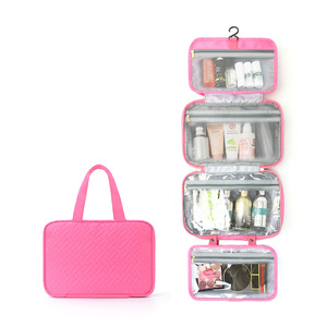 Sac de voyage à maquillage séparé sec/humide, prix d'usine, en tissu Oxford imperméable, pliable en quatre, à suspendre pour le rangement - Product Image 6