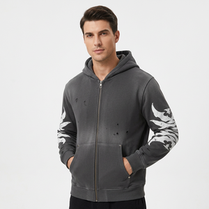 Sweat-shirt à capuche zippé pour homme, impression personnalisée, coupe classique, décontracté, respirant, en molleton français, avec poches, sweat-shirt unisexe - Product Image 1