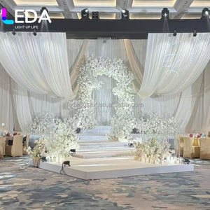 LEDA Wholesale <b>Wedding</b> <b>Decor</b> Flowing Wave-like <b>Ceiling</b> Drapery Arched Design Milk Silk Fabric <b>Ceiling</b> Backdrop for <b>Wedding</b> - Product Image 1