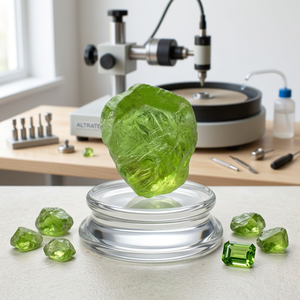 Piedra Preciosa de Peridoto Facetada, Natural, en Bruto, Semipreciosa, Proveniente de la Mina Suppat, Kohistan, Pakistán - Product Image 1