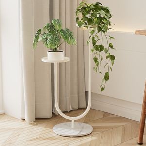 Soporte de Flores Minimalista de Dos Niveles para Interiores, Moderno, para Sala de Estar, Balcón, Epipremnum Aureum, Suculentas, en Forma de U, de Pie - Product Image 1