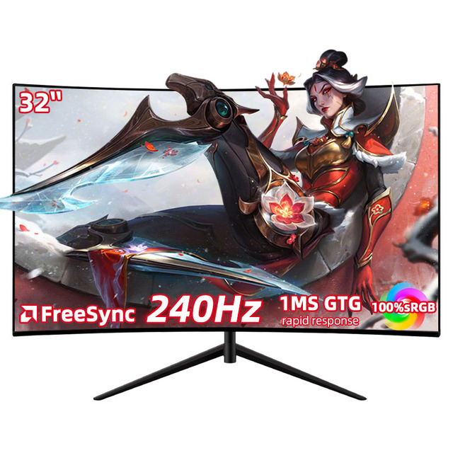 Budget 32 Inch Curved LCD Monitor 240Hz Full HD 1080P 1ms Response Time 120% SRGB VA/IPS Panel for Office Business Desktop