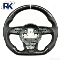 Volant en cuir véritable fibre de carbone avec surpiqûres rouges et éclairage LED, fond plat, pour Audi A3 A4 A5 Q3 Q5 2008-2022, directement de l'usine