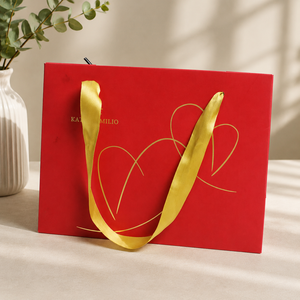 Red <b>Ribbon</b> Handle Paper Gift Bag Luxury Shopping Packaging Bag for Jewelry Watch Boutique <b>Wedding</b> Retail - Product Image 6