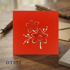 Tarjeta Pop-up Orquídea Naranja Hecha a Mano, Invitación de Felicitación, Impresión Tipográfica 3D, Flor de Papel, Venta al por Mayor en Hanói, Viet-craft - Product Image 6