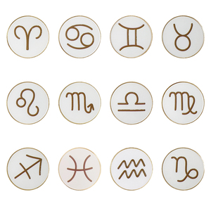 Pegatinas de esmalte del zodíaco para teléfono, calcomanías personalizadas de <span class=keywords><strong>horóscopo</strong></span> para dispositivos, recuerdos metálicos de astrología, regalos de planetario, directo de fábrica, MOQ bajo - Product Image 5