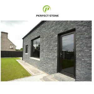 Yixian Black Natural Face Feature Slate Veneer Rough Edge Culture Stone Wall Cladding