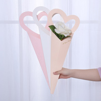 Boîte à fleurs en forme de cœur Josi Single Rose avec poignée en forme de pêche, mini boîte en papier, bouquet de fleurs en forme de cœur, boutique de fleurs