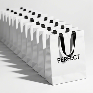 حقيبة ورقية مغلفة مطفية بطبقة رقائق ذهبية فاخرة مخصصة بشعار هدية كبيرة بيضاء متوسطة الحجم حقيبة تسوق ورقية متينة لمتاجر الملابس - Product Image 2