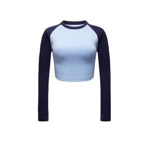 Pull-over simple de yoga sport personnalisé en gros T-shirt court à manches longues <span class=keywords><strong>d</strong></span>écontracté pour femmes - Product Image 3