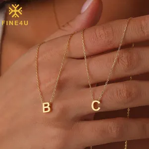 Custom Diy Fashion Jewelry Gift Women Stainless Steel 18K Gold Plated Initial Letter Pendant Necklace