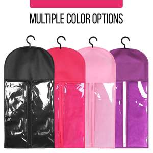 Sac de rangement pour perruques en gros, sac d'emballage anti-poussière avec cintre long, sac à perruques en tissu non tissé avec fermeture éclair en plastique - Product Image 6