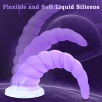 7,68 pouces Dilatateur anal en silicone, Plug anal spiralé, Ventouse puissante et souple, Utilisation mains libres, Étanche, Écologique, Gelance, Jouet pour adultes