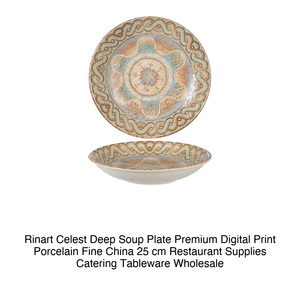 Plato Hondo Celest Ø 25 cm, Porcelana Fina Premium con Impresión Digital, Porcelana Rinart - Product Image 2