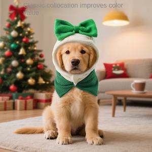 MSYO جديد عيد الميلاد القوس الصلبة البوليستر ملابس الحيوانات الأليفة في فصل الشتاء الترفيه مجموعة منفوشة للكلاب - Product Image 4