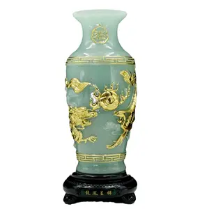 Feng Shui chinois ornements décorations pour la maison cadeau de mariage bleu glace Jade Vase d'artisanat en résine