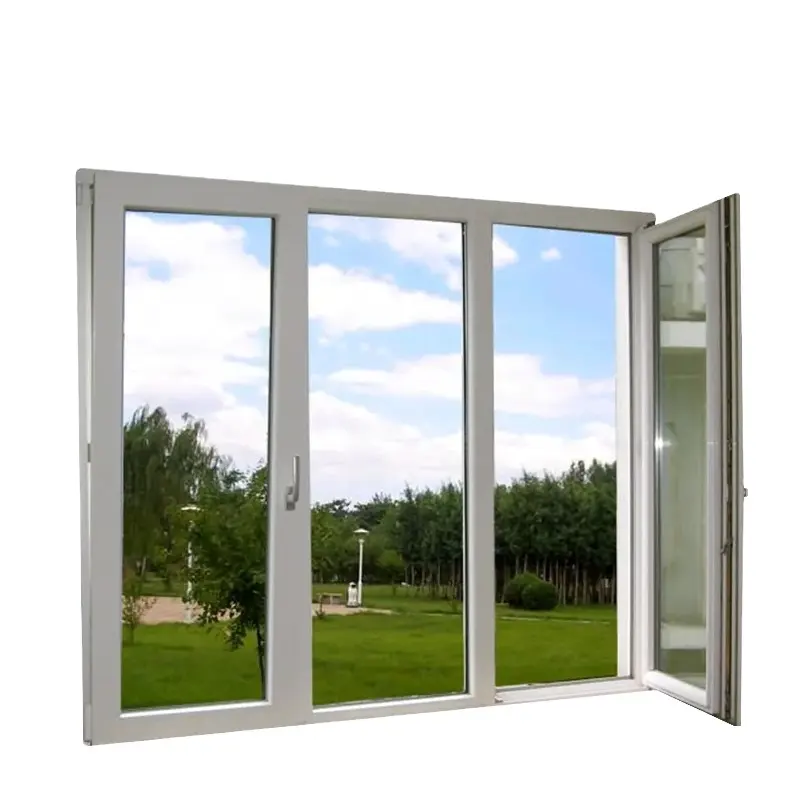 Phổ biến nhất Trung Quốc Nhà Máy Giá uPVC ventanas PVC nhà cửa Windows 3 Bảng điều chỉnh ba PVC khuôn cửa sổ