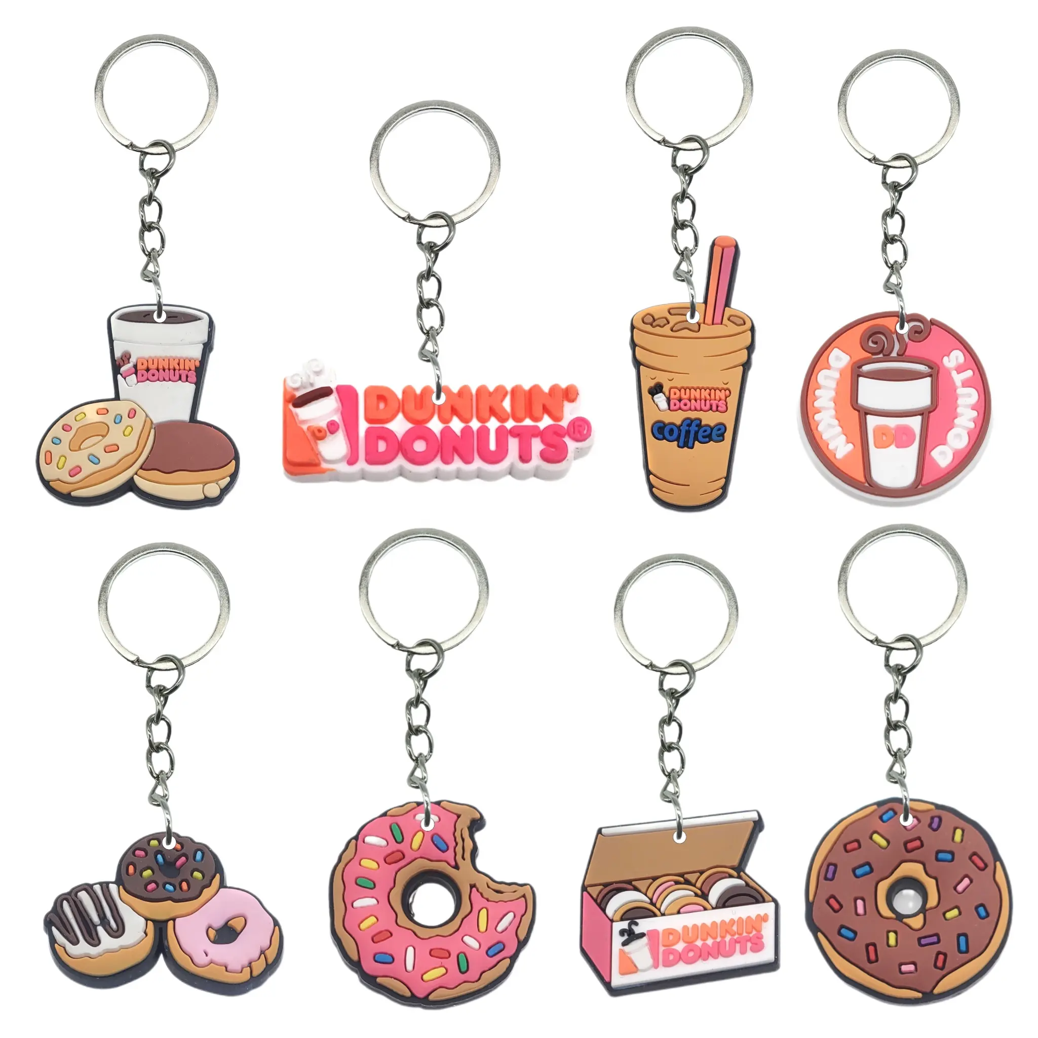 Custom Fast Food Silicone Keychains Pendant Key Ring 2d Pvc Rubber Zinc Alloy Opp Bag Fashionable Promotion Gift Picture Shown