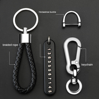Promotion Anti-perte téléphone plaque d'immatriculation porte-clés bricolage véhicule carte tresse porte-clés en cuir PU téléphone plaque d'immatriculation porte-clés