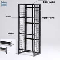 4-Tier metalen en houten displaystandaard, lange vloerstaande kruidenier met verstelbaar, zwaar retailrek voor thuis, keuken