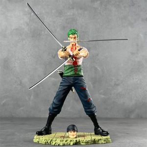 Figurine d'anime <span class=keywords><strong>One</strong></span> <span class=keywords><strong>Piece</strong></span> Zoro de 17 cm en gros, modèle de collection de bureau avec double tête et pose de combat - Product Image 2