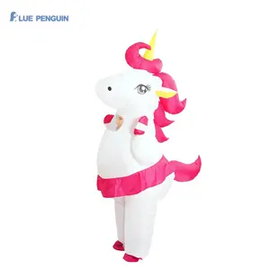 Kostum pesta Cosplay warna-warni, kostum Halloween tiup, kostum Unicorn yang dapat ditiup untuk dewasa