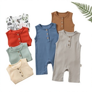 ชุดรอมเปอร์เด็กแรกเกิดแบบไม่มีแขน ปิดด้วยกระดุมสองแถว ผ้าฝ้าย ปิดสะโพก สำหรับเด็กทารก 男女兼用 - Product Image 1