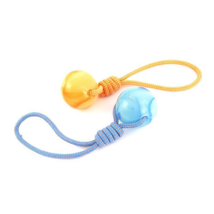 Tpr Dual Color <b>Glow</b> <b>In</b> <b>Dark</b> <b>Ball</b> With Cotton Rope 40cm For Pet <b>Dog</b> Toy - Product Image 2