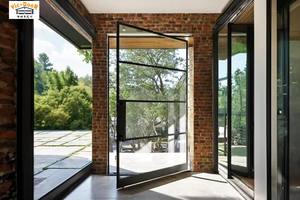 Porte pivotante en verre pour maison commerciale, villa, cadre en aluminium fin, porte pivotante en verre moderne, extérieur, intérieur - Product Image 6