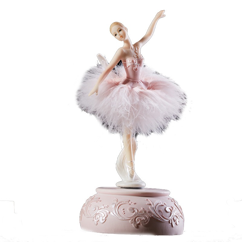 Wind Up Ballerina Music Box Rotating Wooden Design