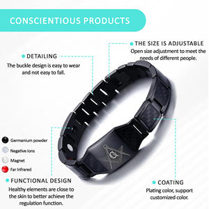 Brazalete de energía de terapia para hombres pulsera magnética de germanio japonés,Bio, acero inoxidable,salud, holograma,venta - Product Image 2