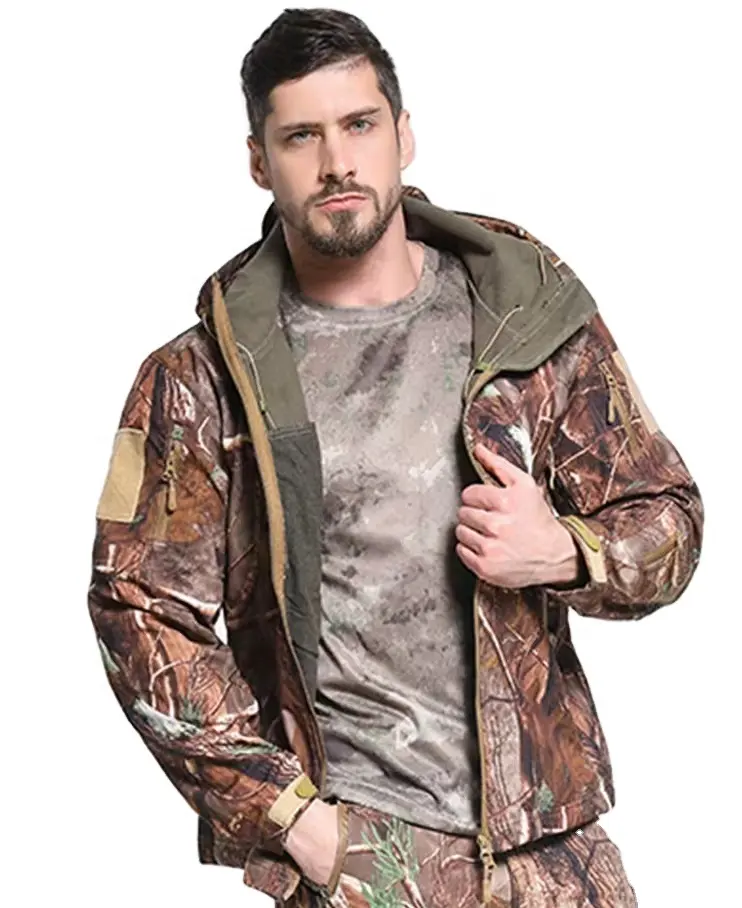 hunting soft shell jacket winter men waterproof Warm and breathable withered tree tactical jacket